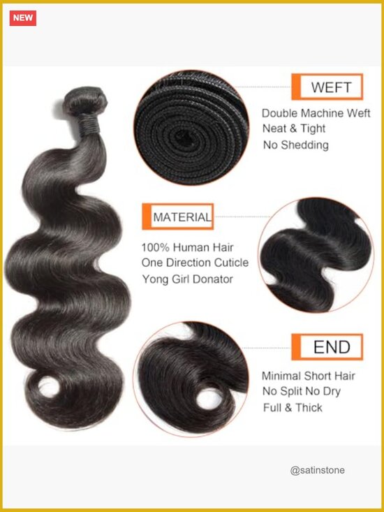 12A Brazilian Raw Body Wave Human Hair Bundles 4 Bundles 18-24in